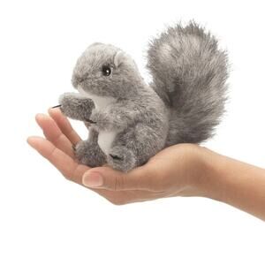 Folkmanis Mini Gray Squirrel Finger Puppet Interactive Play Collectible Stuffed